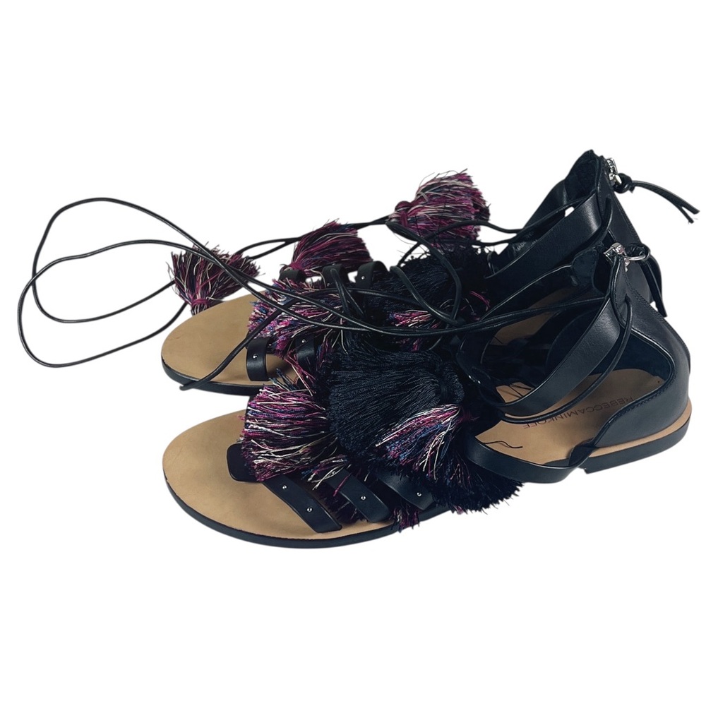 Rebecca Minkoff Black and Multicolor Tassel Gladiator Sandals Sz 10 EUC Summer - Picture 5 of 6